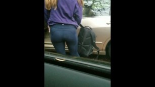 Thick ASS teen wearing tight yoga pants