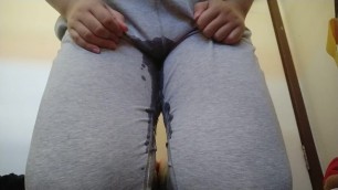 Asian girl couldn't hold it in - peeing in my sweatpants