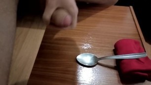 Monster cumshot on spoon