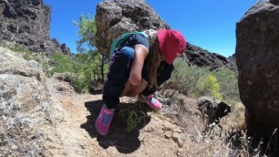 PISS PISS TRAVEL - Young girl tourist peeing in the mountains Gran Canaria