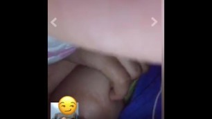 Omegle girl spits sucks pinches and plays with her titties for me and i cum