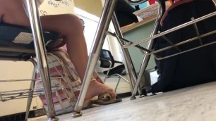 Candid flip flop shoeplay in English
