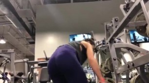 Candid gym teen in violet leggings