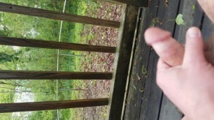 On the deck in the cold breeze, soft dick orgasm