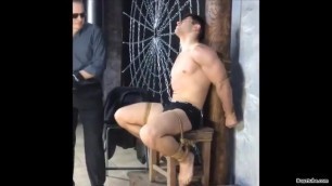 Hot Latin muscle man gets whipped and punished (electro)