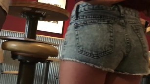 Candid teen in short jean shorts with nice butt