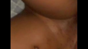 Making my petite ebony gf squirt and orgasm sexy moans