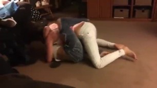 Homemade Jeans Wrestling Catfight in the Living Room