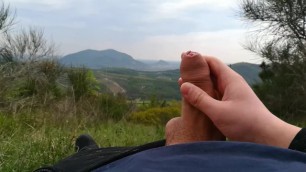 Handjob in a beautiful landscape