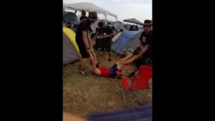 Chair gets destroyed by tight Austrian guy at rock festival