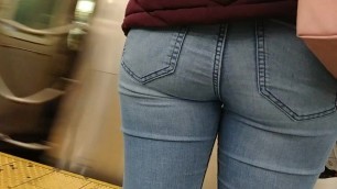 Candid Tight Ass Blue Jeans