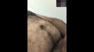 Indian fat hairy man cum show