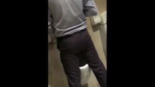 suited ass pissing in public restroom