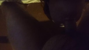 Wife on her back gaging on my cock