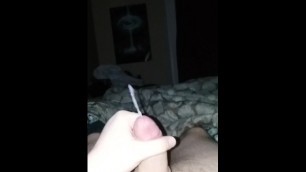 Chubby Teen rubs his cock till he cums! Explosive cumshot.