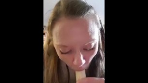 Sister deepthroat A banana practice to suck my cock me watching