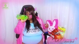 OPPAIBBY - CHUBBY D.VA MUKBANG STUFFING + BELLY WORSHIP (PREVIEW)