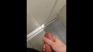 Cum on the door of the stall in public bathroom