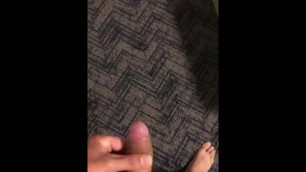 Solo male peeing on hotel floor and bed