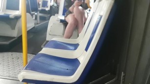 Beautiful legs infront bus bulge