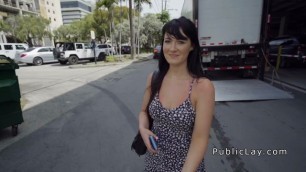 Sweet Brunette fucks big dick in truck park