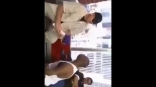 Retarded black man kneels down for daddy