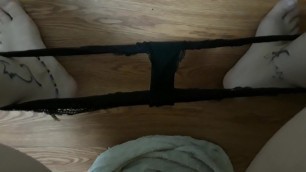 Sexy stream soaks black lace panties with pee
