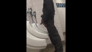 Hefty Cock Gets Semi-Hard While Unloading a Long Stream of Piss.
