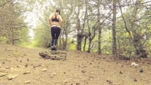 Horny teen suck and fuck in public forest. POV amateur outdoor sex