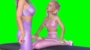 3D dickgirl gets handjob from girlfriend in nylons and heels