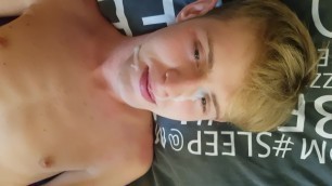 Teen twink deepthroat blowjob and cumshot on his college face. Homemade