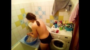 Spying caught like a naked mother washing clothes - MyNakedStepmother