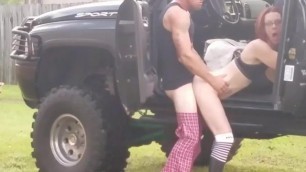 hot guy fucked me outside the apartment complex and in his truck,in public