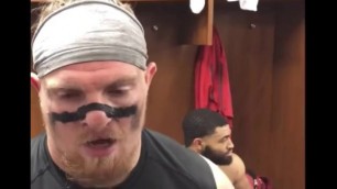 football player naked in locker room interview