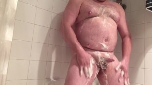 Bear daddy plays in shower