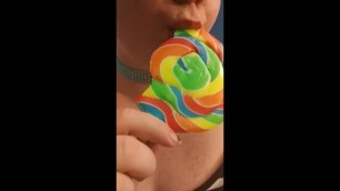 ASMR babe sucking a lolipop