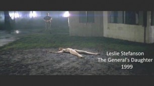 Spread eagle tied down - full frontal distant view - The General's Daughter
