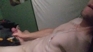 Moaning & Jacking Off Hard and cum on myself 8 inch cock edging