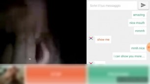 Omegle Asian girl big boobs masturbate while watch big cock webcam