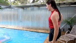 Sexy girl playing in pool