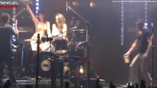 Topless girls gives a cake to Ilan Rubin on the 21st birthday (07-07-2009)