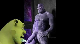 Oh no thanos came all over me then dissapeared from my shrexy body