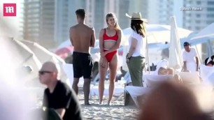 Eugenie Bouchard - red bikini in Miami 2018