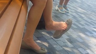 Candid mature Asian shoe dangle - 2