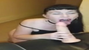 Sucking a Fat Dildo