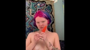 Hairy Pussy Tatted Teen Buttplug Dildo Tease