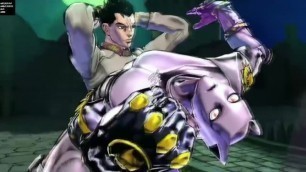 Personajes de Jojo's haciendo diferentes poses con Reggaeton de fondo