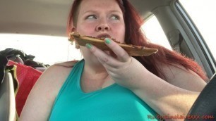 BBW Eating in Car, Over Eating Shame Stuffing