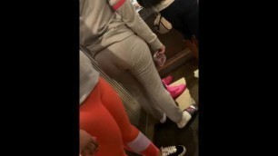 Big booty candid young teen in chipotle in grey sweats