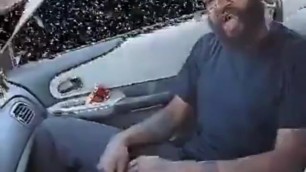 man crying in van cause hes lonely